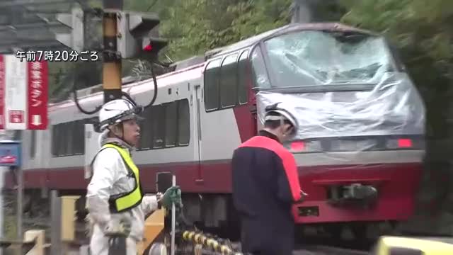 名鉄名古屋本線が運転再開 倒木でフロントガラスが激しく割れる 愛知県岡崎市