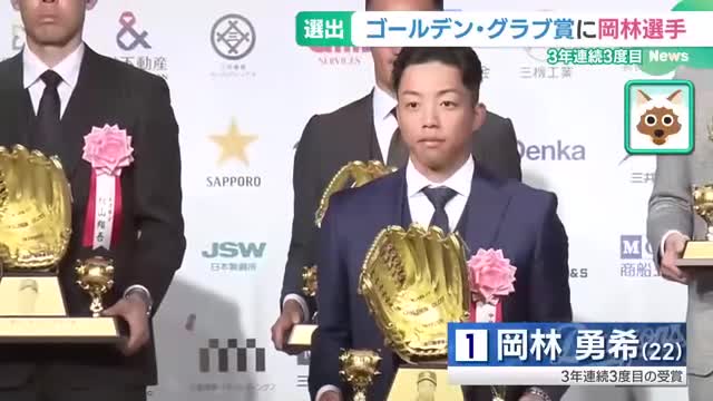 ドラゴンズ岡林勇希選手　3年連続3度目のゴールデン・グラブ賞に選出