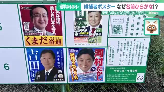 選挙ポスター候補者の名前なぜ“ひらがな”？　立候補した人に聞く　漢字と比べて当選率は変わる？