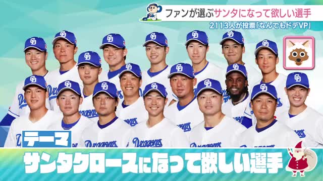 ドラゴンズファンが選ぶサンタになってほしい選手　1位はあま～いフェイスの投手