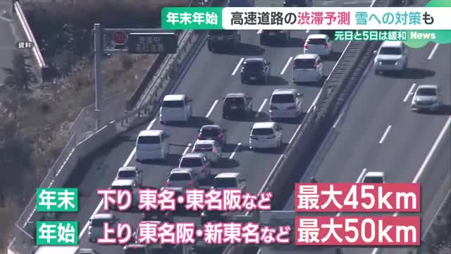 年末年始の渋滞、断続的に最大50km予想　雪と路面凍結注意　ピークは12月28～30日、1月2・3日