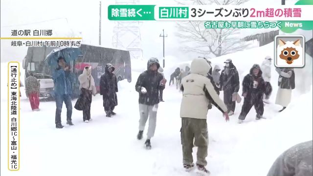 雪を楽しむ外国人観光客