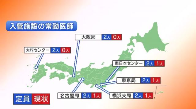 全国の入管施設で常勤医師は定員を満たしていない