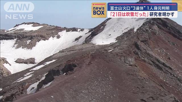 富士山火口“3遺体”1人身元判明　「21日は吹雪だった」研究者明かす