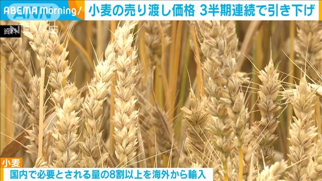 輸入小麦の売り渡し価格を3半期連続で引き下げ　政府