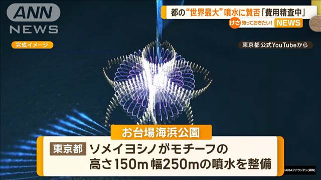 お台場に高さ150メートルの「世界最大」噴水　東京都の計画に賛否　「費用は精査中」