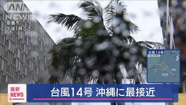 台風14号が沖縄に最接近　倒木、停電などに警戒