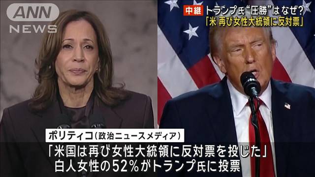 「米　再び女性大統領に反対票」　トランプ氏“圧勝”はなぜ?