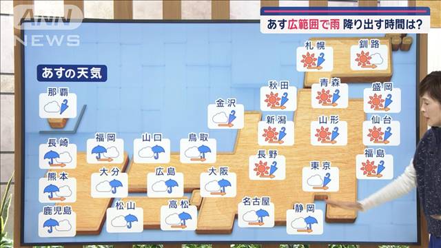 【全国の天気】あす帰宅時　東海～関東で降雨　雨でも気温は高め