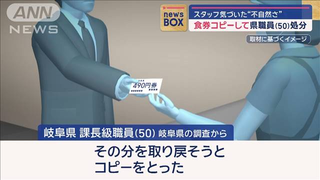 食券コピーした50歳県職員を処分　スタッフが気づいた“不自然さ”