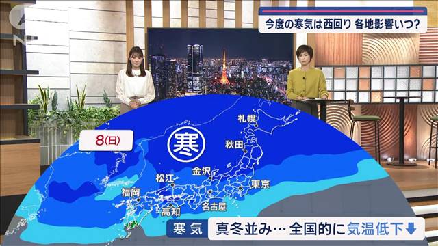 【全国の天気】今後冬の寒気が本格的に　あすは名古屋、週末関東