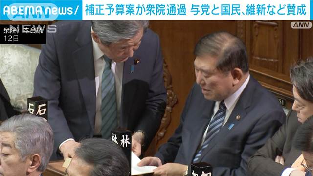 【速報】2024年度補正予算案が衆議院を通過　与党と国民民主・維新などが賛成