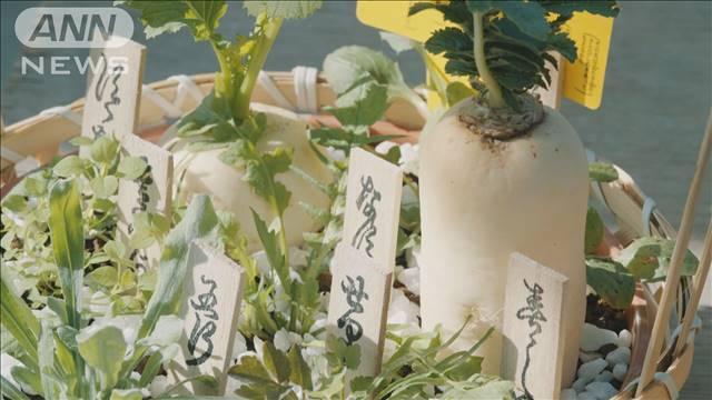 お正月の縁起物　「七草かご」や「ヒョウタンに色とりどりのヘビ」