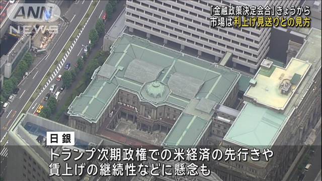 金融政策決定会合きょうから　市場は利上げ見送りとの見方