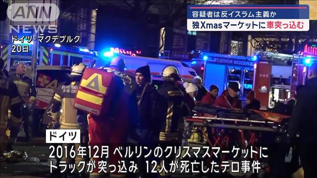 独Xmasマーケットに車突っ込む　容疑者は反イスラム主義か