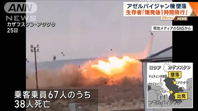 アゼルバイジャン機墜落 生存者「爆発後1時間飛行」