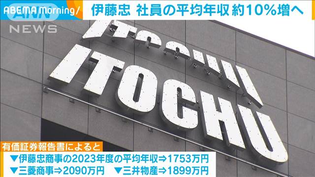 伊藤忠　社員の平均年収約10％増へ　三菱商事や三井物産と同水準を視野に