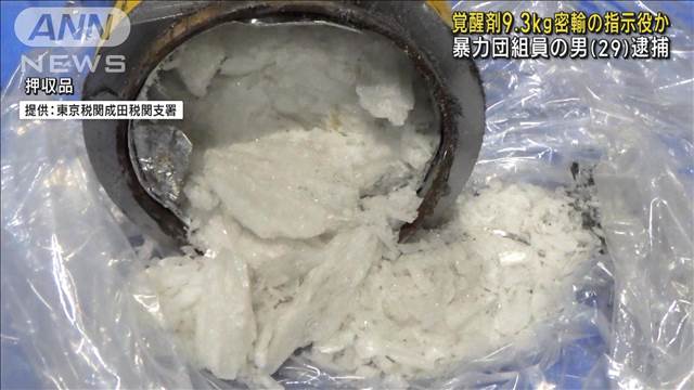 覚醒剤9.3kg密輸の指示役か　暴力団組員の男（29）逮捕