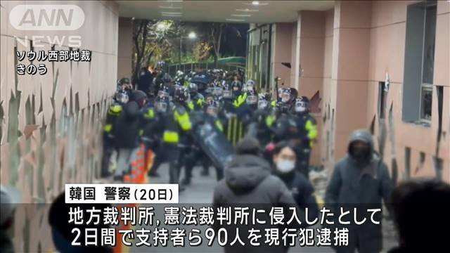 韓国・尹大統領逮捕で支持者“暴徒化”地裁で破壊行為　2日間で90人現行犯逮捕