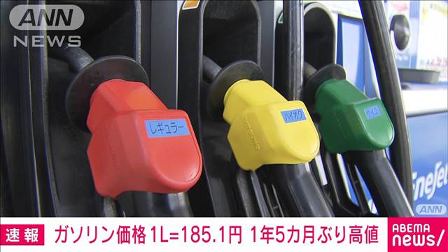 ガソリン価格 1L＝185.1円 過去最高水準に迫る