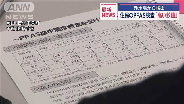 住民のPFAS検査「高い数値」　浄水場から検出　岡山